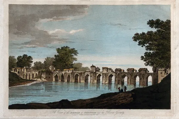 Bridge over the river Gomati at Jaunpur, Uttar Pradesh. Colo Wellcome V0050419